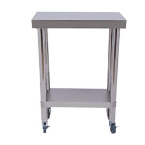 commercial stainless steel work table, 30/45cm kitchen equipment food prep table with undershelf+wheels shelf prep table (60 * 45 * 85cm)