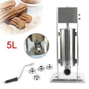 PIAOCAIYIN Commercial Churro Maker, 5l Commercial Manual Churros Maker Machine, Manual Churros Machine with 4pcs Nozzles, Stainless Steel Mini Donut Churro Maker for Commercial or Home Use