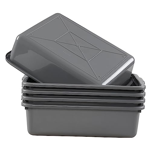 Farmoon 5 Pack Food Service Bus Tub, 8 L Small Commercial Bus Tub Box, Grey Wash Basin