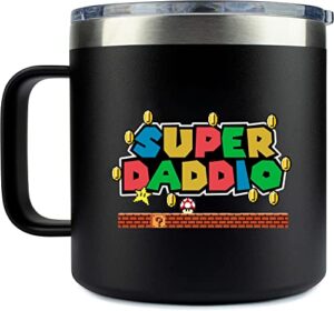 yaco store 14oz mug- superdaddio | gifts for dad who wants nothing - dad gifts from daughter son - birthday gifts for dad - step dad gifts - best dad ever gifts - super mario gifts