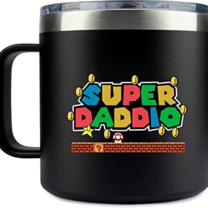 YACO STORE 14oz Mug- SuperDaddio | Gifts for Dad Who Wants Nothing - Dad Gifts from Daughter Son - Birthday Gifts for Dad - Step Dad Gifts - Best Dad Ever Gifts - Super Mario Gifts