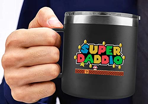 YACO STORE 14oz Mug- SuperDaddio | Gifts for Dad Who Wants Nothing - Dad Gifts from Daughter Son - Birthday Gifts for Dad - Step Dad Gifts - Best Dad Ever Gifts - Super Mario Gifts