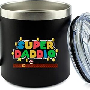 YACO STORE 14oz Mug- SuperDaddio | Gifts for Dad Who Wants Nothing - Dad Gifts from Daughter Son - Birthday Gifts for Dad - Step Dad Gifts - Best Dad Ever Gifts - Super Mario Gifts