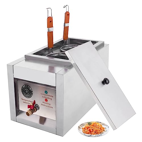 DYRABREST Commercial Electric Pasta Cooker,2 Holes Noodle Cooking Machine,Pasta Makers 110V Cooker Machine with Stainless Steel Lid and 2 Food-Grade Filter for cooking noodles, pasta, dumplings, soup