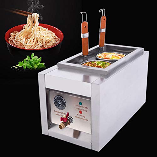 DYRABREST Commercial Electric Pasta Cooker,2 Holes Noodle Cooking Machine,Pasta Makers 110V Cooker Machine with Stainless Steel Lid and 2 Food-Grade Filter for cooking noodles, pasta, dumplings, soup