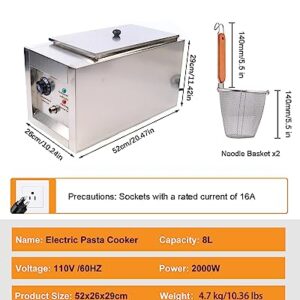 DYRABREST Commercial Electric Pasta Cooker,2 Holes Noodle Cooking Machine,Pasta Makers 110V Cooker Machine with Stainless Steel Lid and 2 Food-Grade Filter for cooking noodles, pasta, dumplings, soup