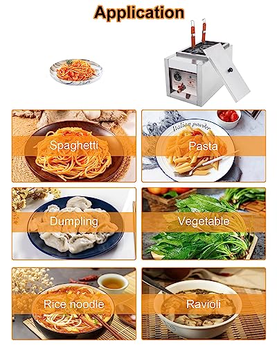 DYRABREST Commercial Electric Pasta Cooker,2 Holes Noodle Cooking Machine,Pasta Makers 110V Cooker Machine with Stainless Steel Lid and 2 Food-Grade Filter for cooking noodles, pasta, dumplings, soup