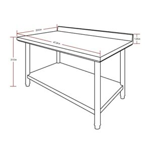 24"x48" Stainless Steel Work Table with Backsplash
