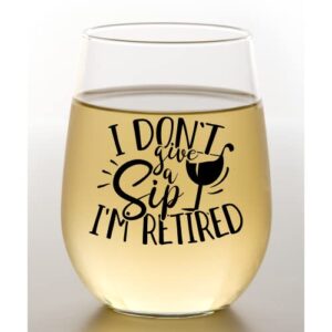 funny retirement gift wine glass for women - humorous gifts for retired mom, aunt, friend, coworkers - unique and funny wine glass - happy retirement party gifts