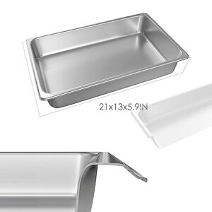 EGGKITPO Stainless Steel Pan 6-Pack 6 Inch Deep Full Size Pans Catering Storage Metal Food Pan Commercial Steamer Pan Food Catering Trays for Hotel Steam Table Tray for Food Warmer