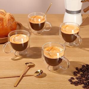 VENVENWEAVS Espresso Cups Set Of 4,Double Wall 5OZ Hand Blown Espresso Shots Glass,Espresso Coffee Mugs In Gift Box,Perfect For Espresso,Latte, Cappuccinos, Tea Bag, Juice