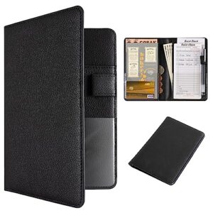 cobak server book - waitress book organizer with zipper pouch for restaurant waitstaff, 7 pockets with pen holder