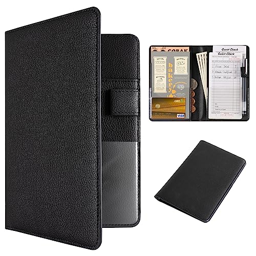 CoBak Server Book - Waitress Book Organizer with Zipper Pouch for Restaurant Waitstaff, 7 Pockets with Pen Holder