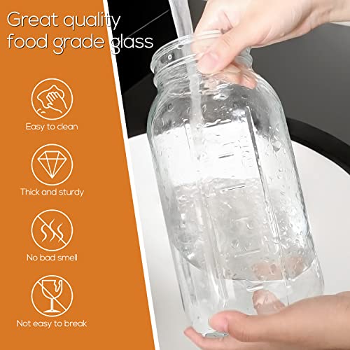 VA1KENE 32 oz Mason Jar Pour Spout Lid - Heavy Duty Glass Pitcher with Lid and Spout,Breast Milk Pitcher Airtight Seal for Freshness and Convenience,Great for Juice,Milk,Coffee,Lemonade,Drink(Black)