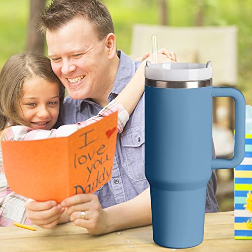 Tumbler With Handle 40 oz and Straw Lid,304 Stainless Steel Water Bottle, Travel Mug Insulated Tumblers Iced for Tea Coffee Gift, large capacity car cup with straw