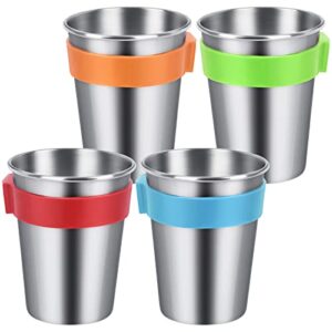 wownnic magnetic cups for fridge- magnetic hanging cups for kids- stainless steel cups with magnetic cup holder- 12 oz kids cups hanging on fridge or water coolers
