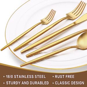 30-Piece Gold Silverware Set, Flatware Set for 6, Food-Grade Stainless Steel Cutlery Set, Includes Spoons Forks Knives, Kitchen Cutlery for Home Office Restaurant Hotel