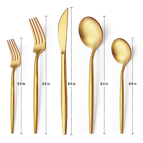 30-Piece Gold Silverware Set, Flatware Set for 6, Food-Grade Stainless Steel Cutlery Set, Includes Spoons Forks Knives, Kitchen Cutlery for Home Office Restaurant Hotel