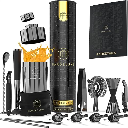 BarDeluxe Bartender Kit, Cocktail Shaker Set, Bar Set | Mixology Bartender Kit, Cocktail Set, Cocktail Kit | Shaker Set Bartender Kit, Cocktail Shaker Kit, Bartending Kit | Mixology Set (Black)