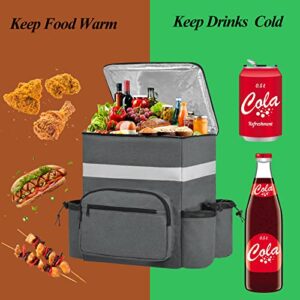 ZFZGFRCS Food Delivery Backpack Pizza Delivery Bag Insulated Delivery Bag with Cup Holders, Delivery Backpack with Support Boards for Bike Delivery, Food Delivery Bag for Carry HOT/COLD (Gray)