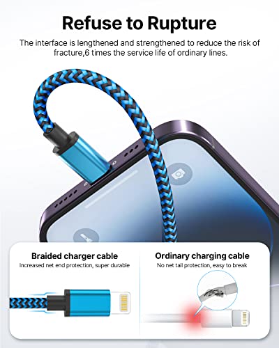 iPhone Charger [Apple MFi Certified] 3Pack 6FT Lightning Cable Nylon Braided iPhone Charging Cable Fast Charging iPhone Charger Cord Compatible with iPhone 14 13 12 11 Pro Max XR XS X 8 7 6 Plus SE