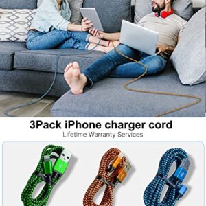 iPhone Charger [Apple MFi Certified] 3Pack 6FT Lightning Cable Nylon Braided iPhone Charging Cable Fast Charging iPhone Charger Cord Compatible with iPhone 14 13 12 11 Pro Max XR XS X 8 7 6 Plus SE