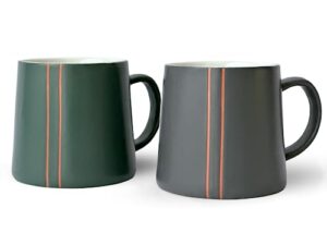 honed ceramic large coffee mug set of 2, 16 oz coffee cups, handcrafted unique coffee mugs or tea cup set, modern coffee mug for home, office or gift, dishwasher and microwave safe