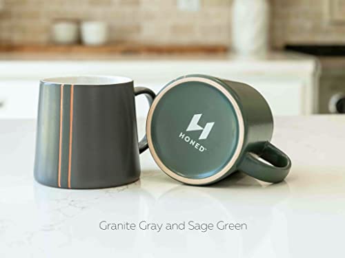 HONED Ceramic Large Coffee Mug Set of 2, 16 oz Coffee Cups, Handcrafted Unique Coffee Mugs or Tea Cup Set, Modern Coffee Mug for Home, Office or Gift, Dishwasher and Microwave Safe