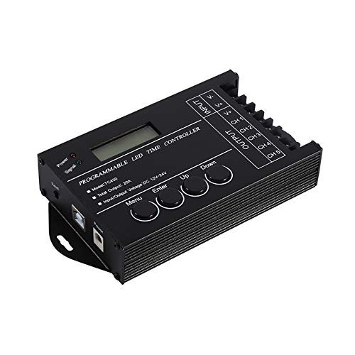 Miokycl DC12/24V 20A Programmable LED Time Controller 5 Channels Color Adjustable with CD USB Cable