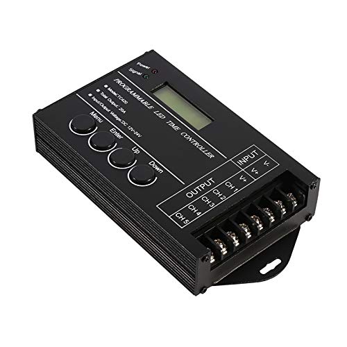 Miokycl DC12/24V 20A Programmable LED Time Controller 5 Channels Color Adjustable with CD USB Cable