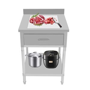 stainless steel worktable workstation,commercial heavy duty table with1 drawer, undershelf and backsplash,kitchen island for restaurant, home, and hotel