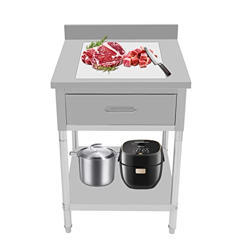 Stainless Steel Worktable Workstation,Commercial Heavy Duty Table with1 Drawer, Undershelf and Backsplash,Kitchen Island for Restaurant, Home, and Hotel