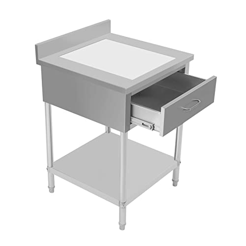 Stainless Steel Worktable Workstation,Commercial Heavy Duty Table with1 Drawer, Undershelf and Backsplash,Kitchen Island for Restaurant, Home, and Hotel