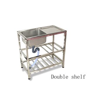 Single Bowl Utility Sink, Freestanding Kitchen Sink, Stainless Steel Commercial Dining Room with Hot and Cold Water Faucet and Drain for Laundry Backyard Garage Camping Bathroom