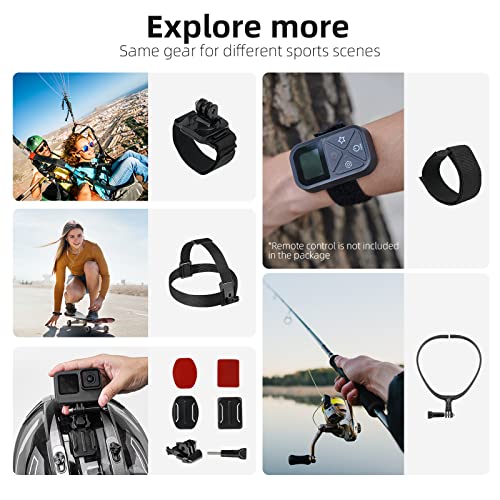 Adaptom Action Camera Accessories Kit w/Waterproof Case for GoPro, Neck Mount+Selfie Stick+Bike Mount for GoPro Hero 11 10 9 8 7 6 5 4 GoPro Max GoPro Fusion Insta360 DJI Osmo Most Action Camera