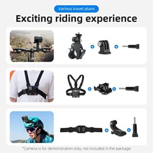 Adaptom Action Camera Accessories Kit w/Waterproof Case for GoPro, Neck Mount+Selfie Stick+Bike Mount for GoPro Hero 11 10 9 8 7 6 5 4 GoPro Max GoPro Fusion Insta360 DJI Osmo Most Action Camera