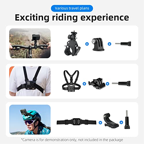 Adaptom Action Camera Accessories Kit w/Waterproof Case for GoPro, Neck Mount+Selfie Stick+Bike Mount for GoPro Hero 11 10 9 8 7 6 5 4 GoPro Max GoPro Fusion Insta360 DJI Osmo Most Action Camera