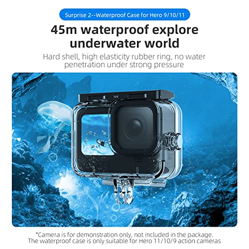 Adaptom Action Camera Accessories Kit w/Waterproof Case for GoPro, Neck Mount+Selfie Stick+Bike Mount for GoPro Hero 11 10 9 8 7 6 5 4 GoPro Max GoPro Fusion Insta360 DJI Osmo Most Action Camera