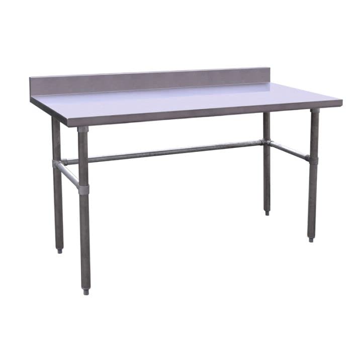 Kratos Stainless Steel Open Base Kitchen Prep Table 24"x72" with Cross-Bracing and Backsplash, NSF Worktable for Restaurants - 16ga/304SS