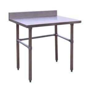 kratos stainless steel open base kitchen prep table 24"x48" with cross-bracing and backsplash, nsf worktable for restaurants - 16ga/304ss