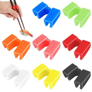 tiesome 8pcs reusable chopstick helpers, training chopstick hinges connector practice chopsticks for adults, kids, beginner, trainers or learner(mix color)