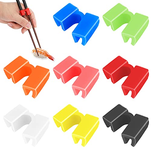 TIESOME 8Pcs Reusable Chopstick Helpers, Training Chopstick Hinges Connector Practice Chopsticks for Adults, Kids, Beginner, Trainers or Learner(Mix color)