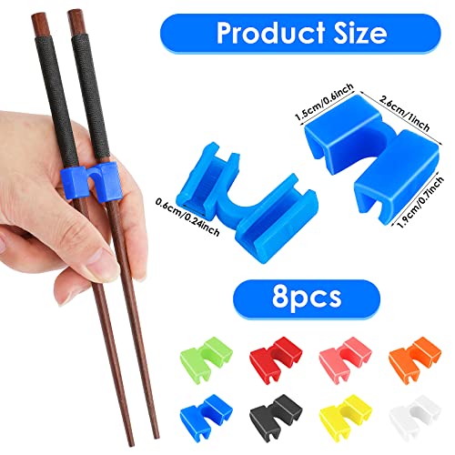 TIESOME 8Pcs Reusable Chopstick Helpers, Training Chopstick Hinges Connector Practice Chopsticks for Adults, Kids, Beginner, Trainers or Learner(Mix color)