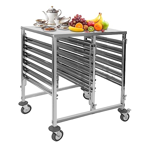 BriSunshine 2 Row Bakery Bun Pan Rack,2x6 Tiers Stainless Steel Sheet Pan Rack Trolley with Wheels & Top Table,Commercial Cooling Storage Rack Cart for Kitchen Restaurant,29.3" Lx21.6 Wx37.2 H