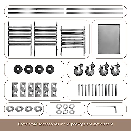 BriSunshine 2 Row Bakery Bun Pan Rack,2x6 Tiers Stainless Steel Sheet Pan Rack Trolley with Wheels & Top Table,Commercial Cooling Storage Rack Cart for Kitchen Restaurant,29.3" Lx21.6 Wx37.2 H