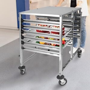 BriSunshine 2 Row Bakery Bun Pan Rack,2x6 Tiers Stainless Steel Sheet Pan Rack Trolley with Wheels & Top Table,Commercial Cooling Storage Rack Cart for Kitchen Restaurant,29.3" Lx21.6 Wx37.2 H