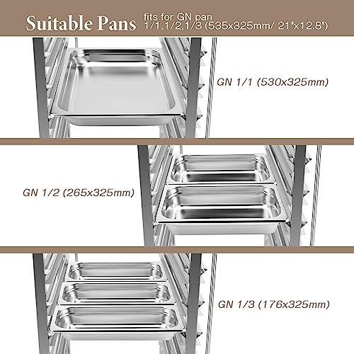 BriSunshine 2 Row Bakery Bun Pan Rack,2x6 Tiers Stainless Steel Sheet Pan Rack Trolley with Wheels & Top Table,Commercial Cooling Storage Rack Cart for Kitchen Restaurant,29.3" Lx21.6 Wx37.2 H