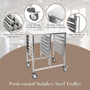 BriSunshine 2 Row Bakery Bun Pan Rack,2x6 Tiers Stainless Steel Sheet Pan Rack Trolley with Wheels & Top Table,Commercial Cooling Storage Rack Cart for Kitchen Restaurant,29.3" Lx21.6 Wx37.2 H