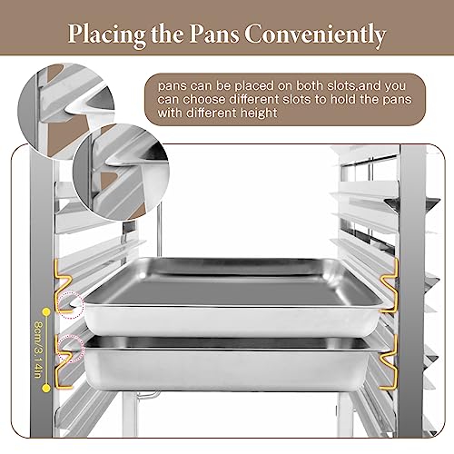 BriSunshine 2 Row Bakery Bun Pan Rack,2x6 Tiers Stainless Steel Sheet Pan Rack Trolley with Wheels & Top Table,Commercial Cooling Storage Rack Cart for Kitchen Restaurant,29.3" Lx21.6 Wx37.2 H