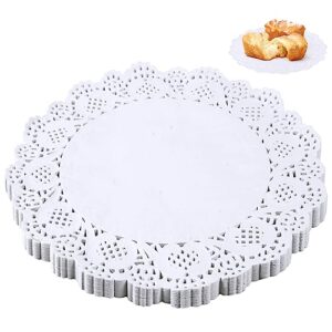 100 Pieces Paper Doilies, 12 Inch Doilies for Food, Disposable Lace Paper Doilies for Tables, Round Paper Placemats Bulk for Cakes Desserts Crafts(White)